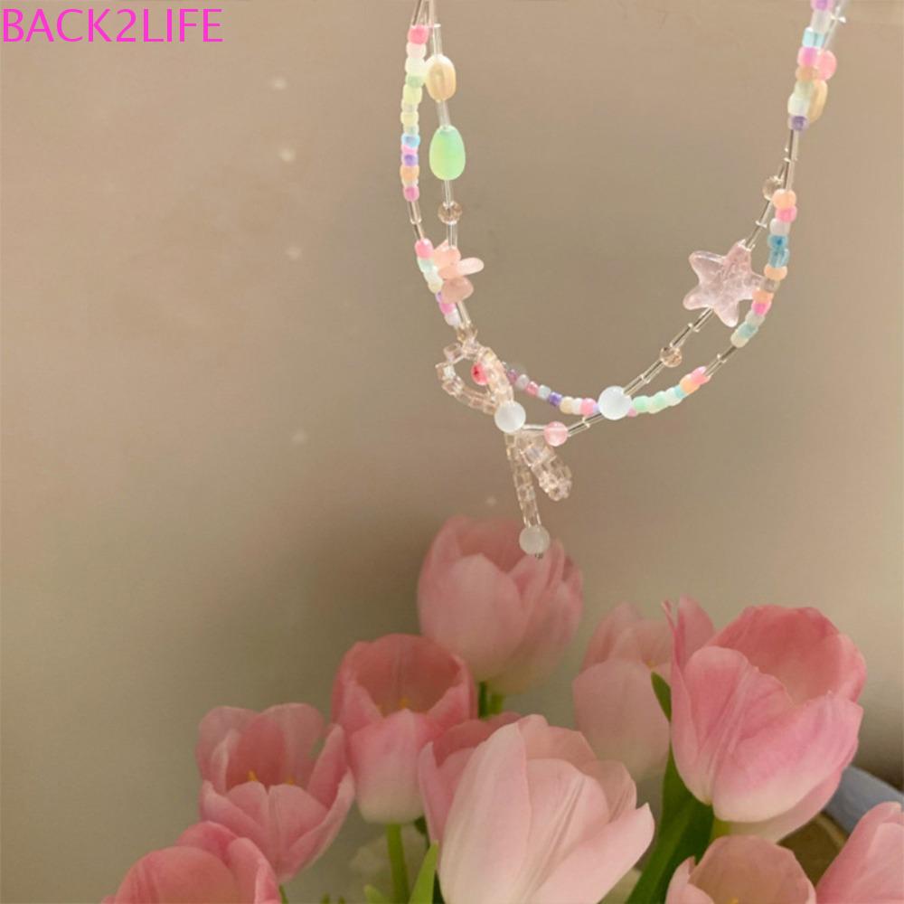 BACK2LIFE Vòng cổ Mặt Tròn Đính Hoa Phong Cách Bohemian