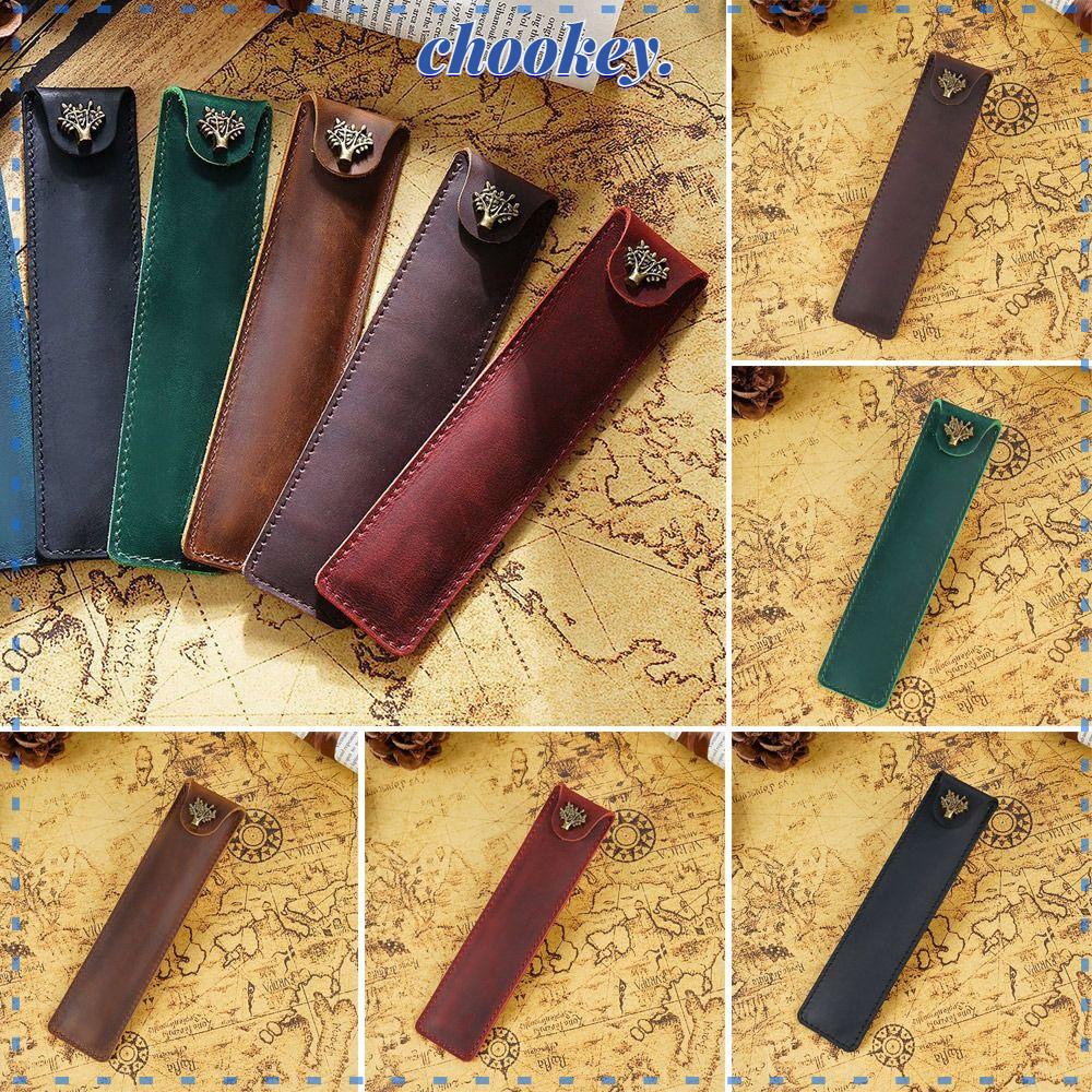 CHOOKEY Túi Đựng Bút Bằng Vải Canvas Da Bò Nhỏ Gọn Tiện Dụng