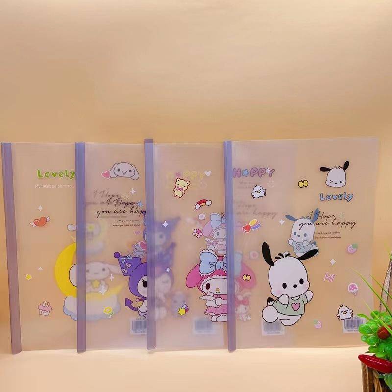 SANRIO Set 4 Bìa Kẹp Tài Liệu Khổ A4 Bằng PVC Họa Tiết Hoạt Hình Mymelody Kuromi Cinnamoroll Pochacco