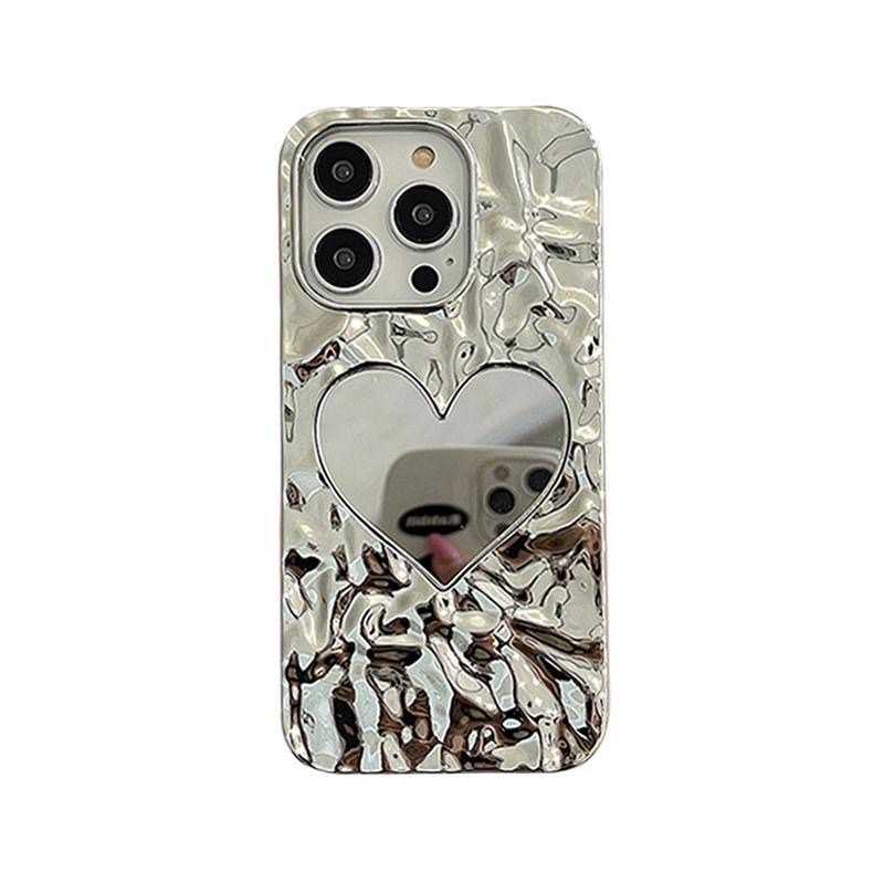 Ốp Điện Thoại Silicon Tráng Gương Hình Trái Tim Lấp Lánh Cho iPhone 11 12 13 14 Pro Max
