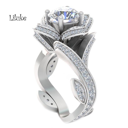 Nhẫn Hợp Kim Trang Trí Hoa Đính Đá Nhiều Màu Sắc Cho Nữ