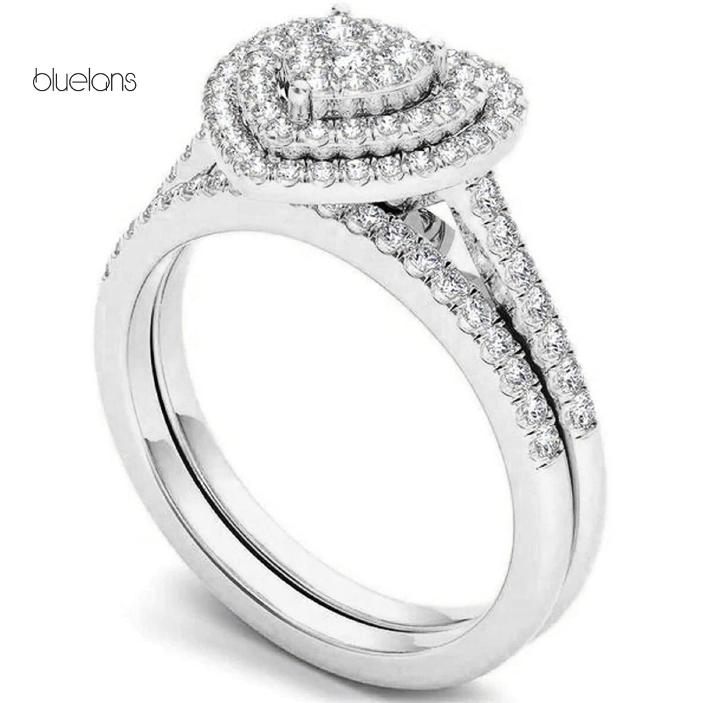 Bộ 2 Nhẫn Hợp Kim Đính Đá Hình Trái Tim Quyến Rũ Cho Nữ