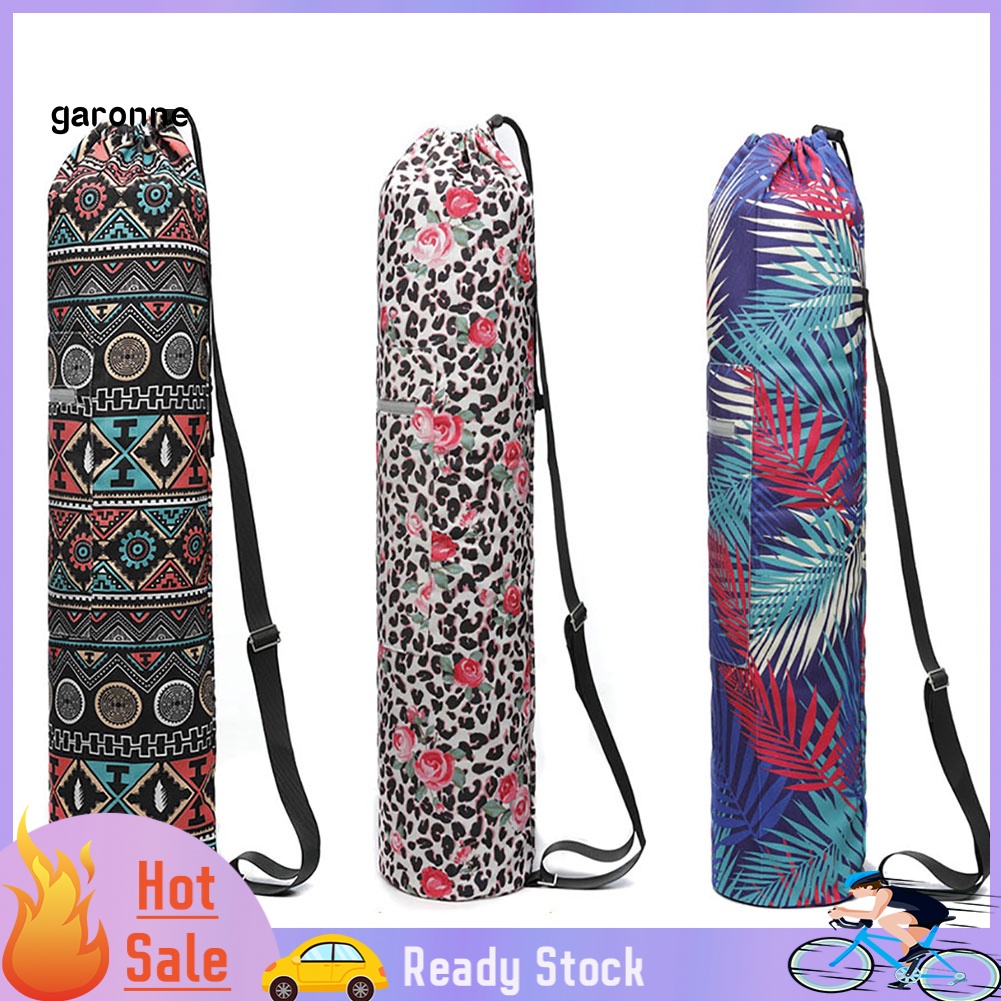 Túi Canvas Dây Rút Đeo Vai Đựng Thảm Tập Yoga / Gym In Họa Tiết