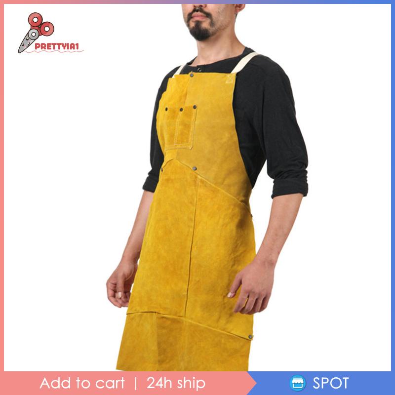 Tạp Dề Bằng Da Bò Thoáng Khí Chuyên Dụng Cho Thợ Hàn / Nướng BBQ