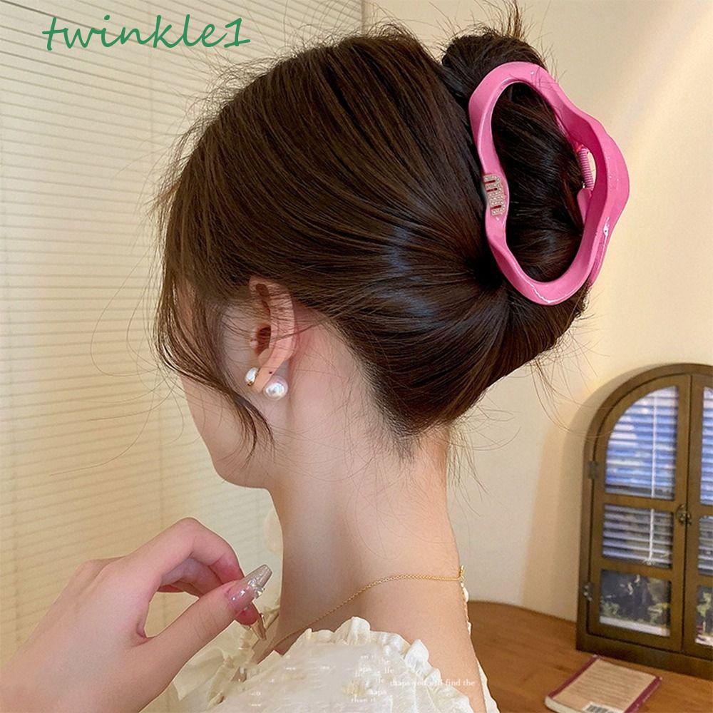 TWINKLE Kẹp Tóc Càng Cua Đính Đá Acrylic Màu Hồng Cổ Điển Cho Nữ