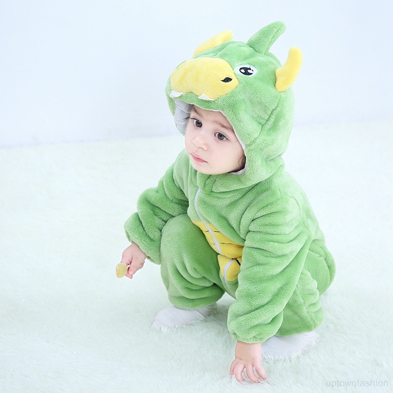 Áo Liền Quần Bằng Flannel Thân Thiện Với Da Hình Động Vật Thời Trang Thu Đông Dành Cho Trẻ Em