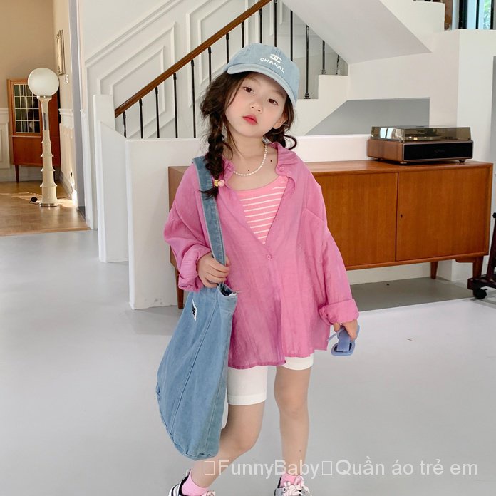 Áo Sơ Mi Mỏng Nhẹ Tay Dài Chống Nắng Phong Cách Hàn Quốc Thời Trang Mùa Hè Mới 2023 Dành Cho Bé Gái