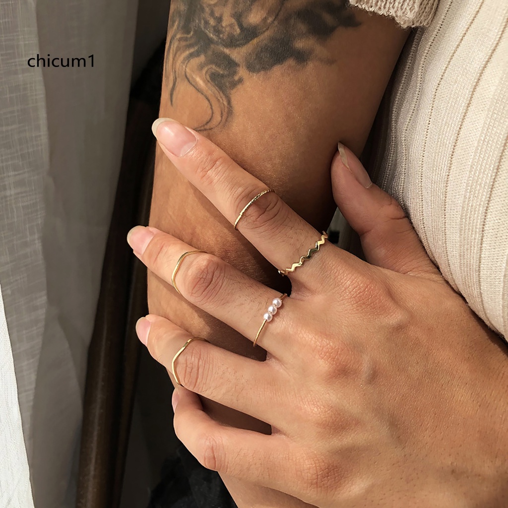 Set 5 Nhẫn Đeo Khớp Ngón Tay Thời Trang Cho Nữ