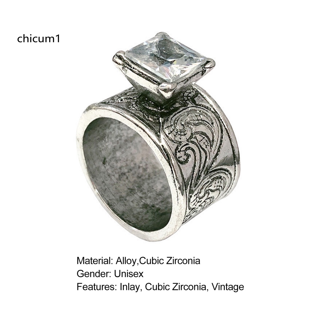 Nhẫn Unisex Đính Đá Zircon Cổ Điển Sang Trọng