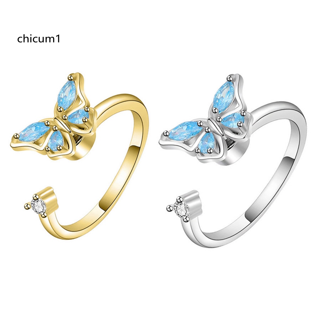 Nhẫn Hở Mạ Điện Hình Bướm Không Phai Xoay Được Duyên Dáng