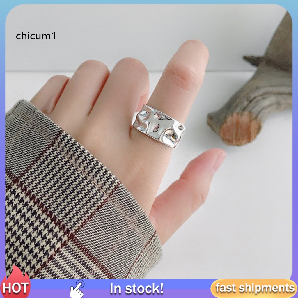 Nhẫn Hở Điều Chỉnh Được Màu Trơn Trang Trí Gợn Sóng Thời Trang Cho Nữ