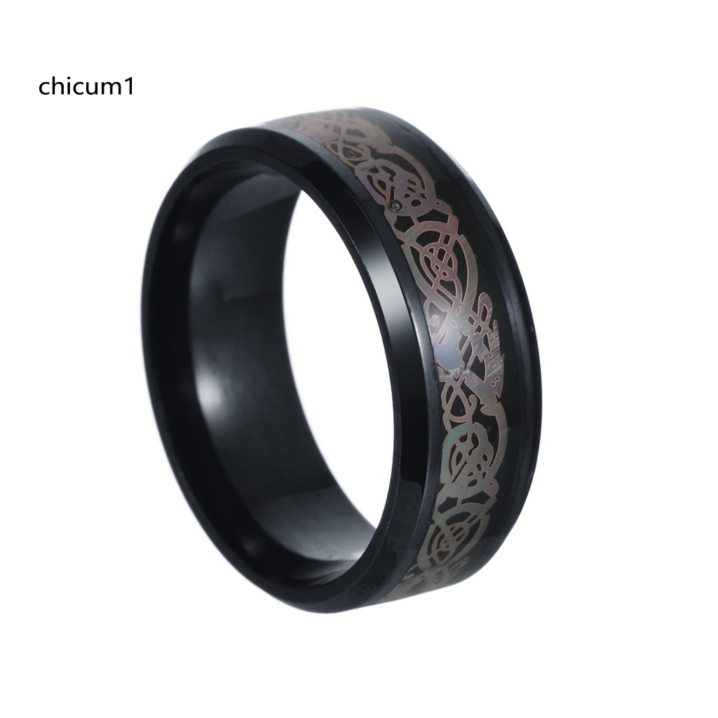Nhẫn Mạ Thép Titan Nhẹ In Họa Tiết Nhiều Màu Sắc Chống Phai Màu Nhỏ Gọn Tinh Tế Thời Trang Cho Nam