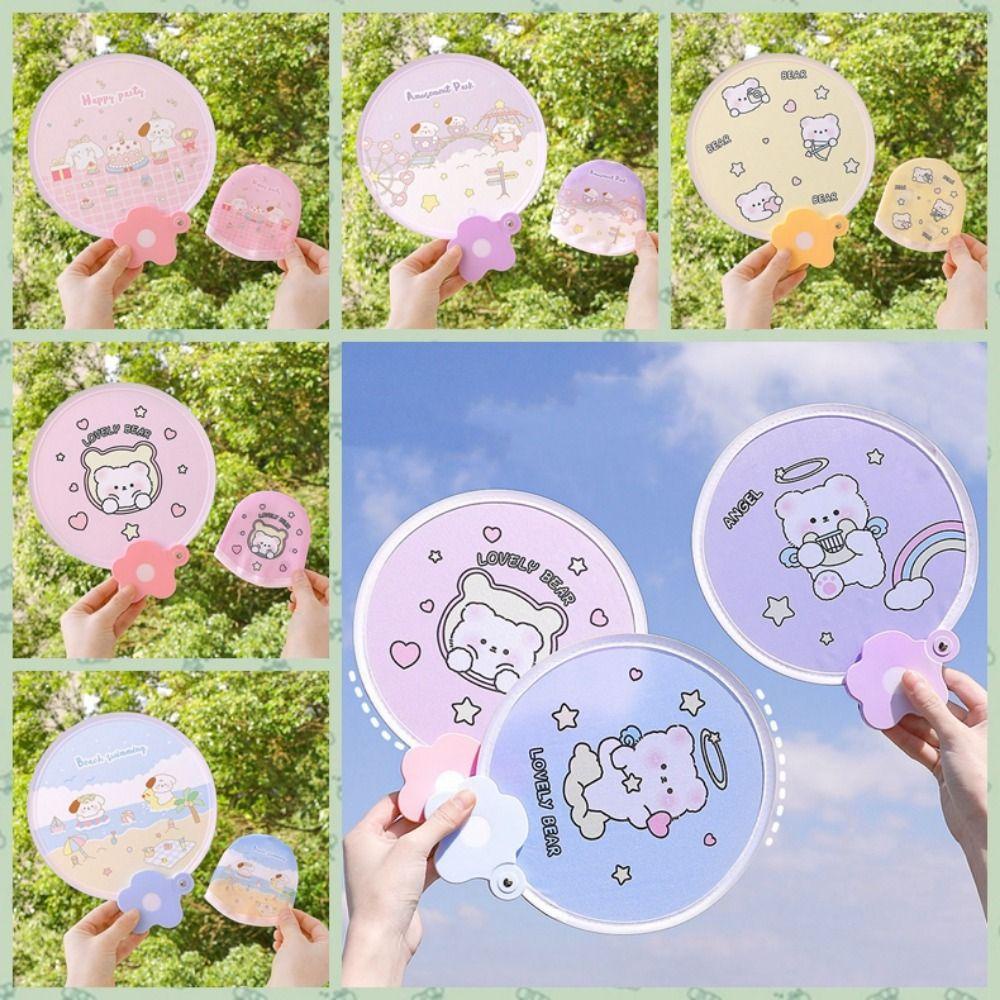 NORMAN Quạt Xếp Làm Mát Hình Tròn Bằng Dây Thép Ghi Nhớ Có Tay Cầm Thích Hợp Làm Quà Tặng Cho Bé