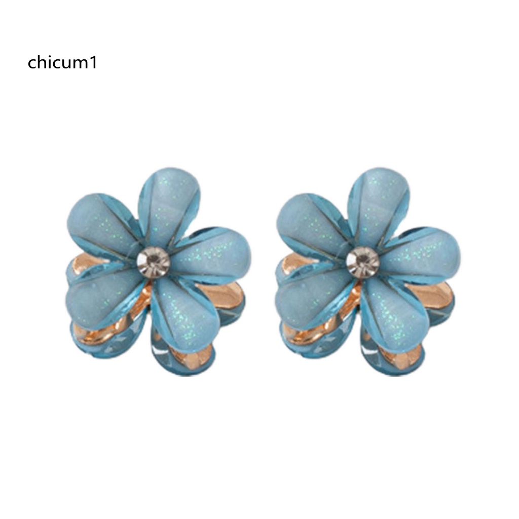 Set 2 Kẹp Tóc Kim Loại Hình Hoa Đính Đá Màu Sắc Tươi Sáng