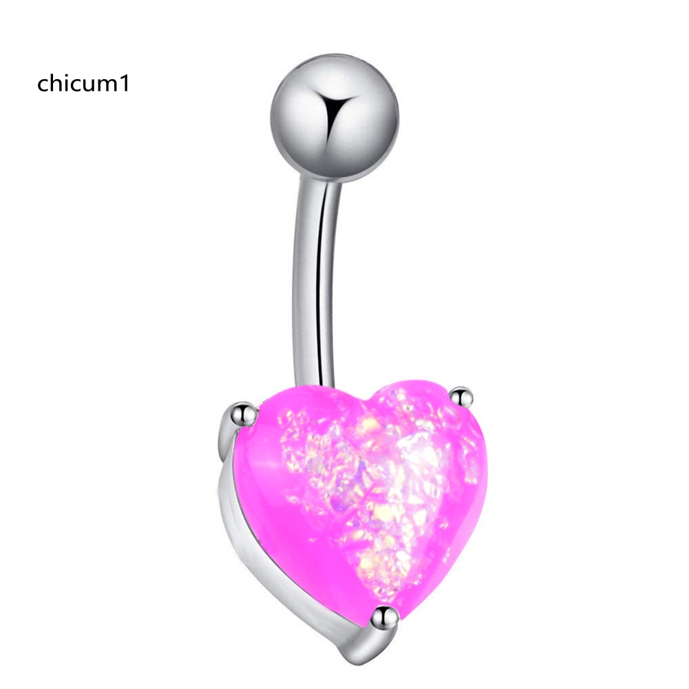 1 Khuyên RốN HìNh Tim ĐíNh NgọC MắT MèO Xinh XắN