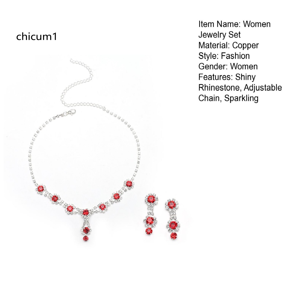 Set 1 Bộ Trang Sức Đính Đá Lấp Lánh Sang Trọng Thời Trang Dành Cho Nữ