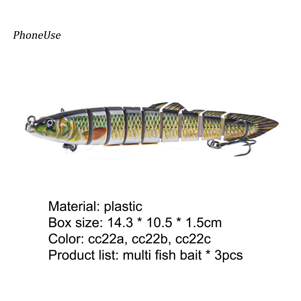 Set 3 Mồi Giả Nhử Cá Bằng Nhựa PU Gắn Kèm Móc Câu