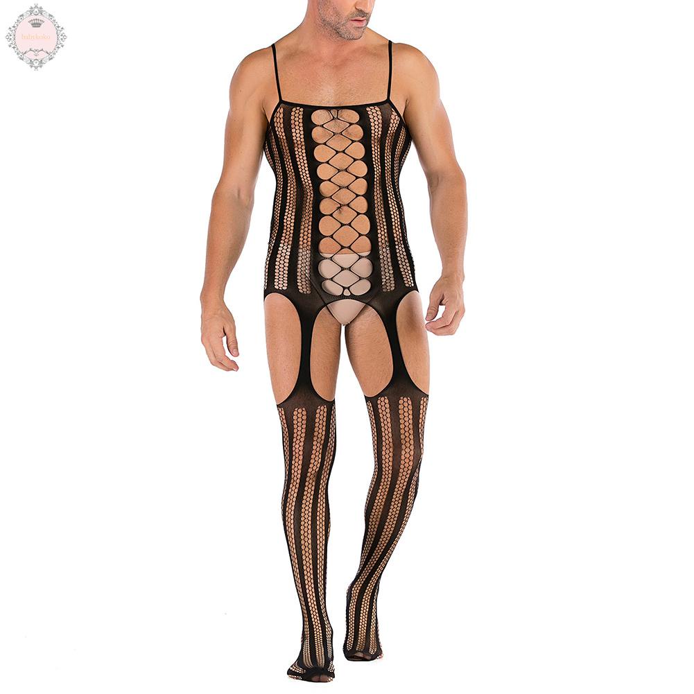Jumpsuits Full Body Mesh Hollow Out Man Mesh Sheer Transparent Underwear