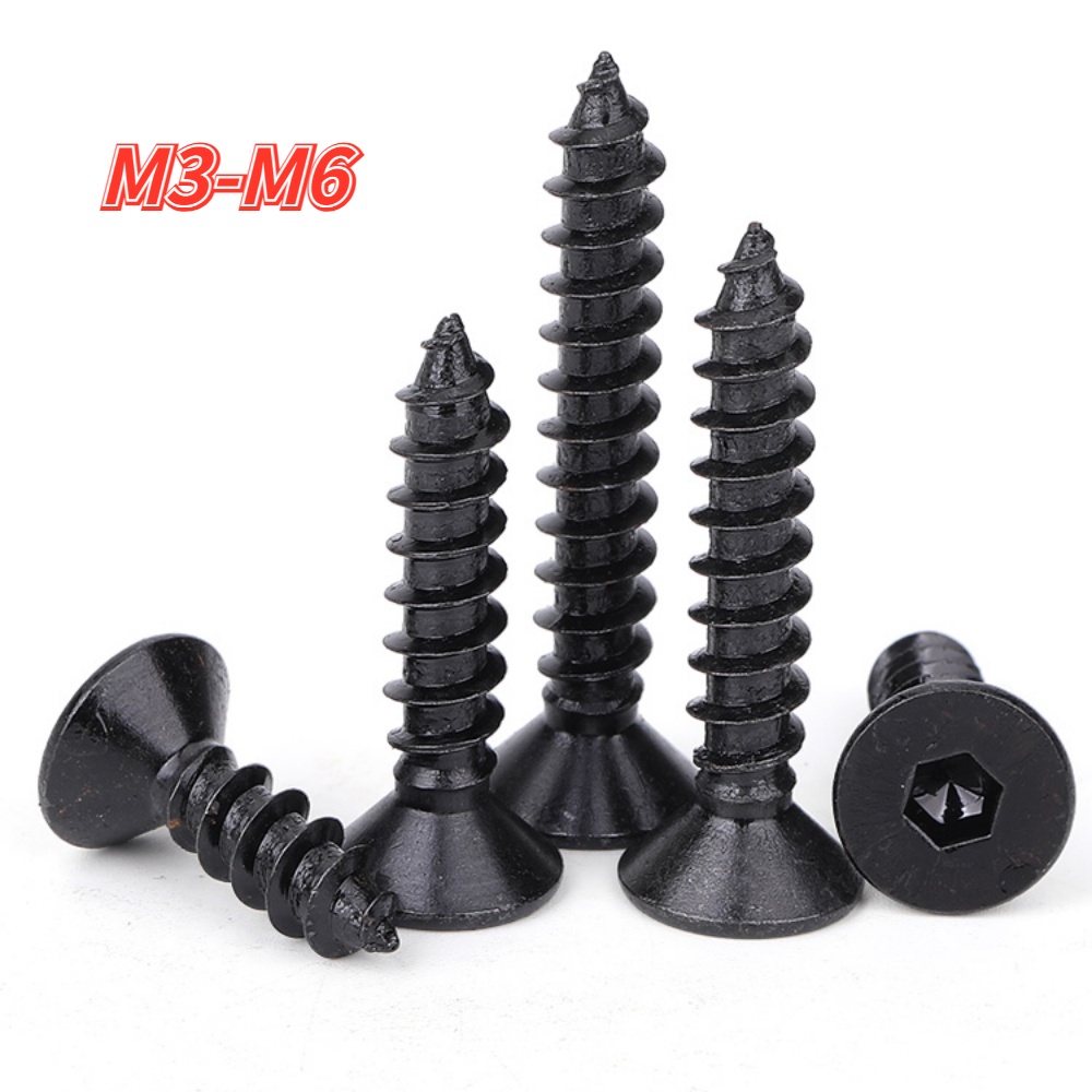 Phụ Kiện Đầu Lục Giác M3m4m5m6 Grade 8.8 Màu Đen Siêu Bền
