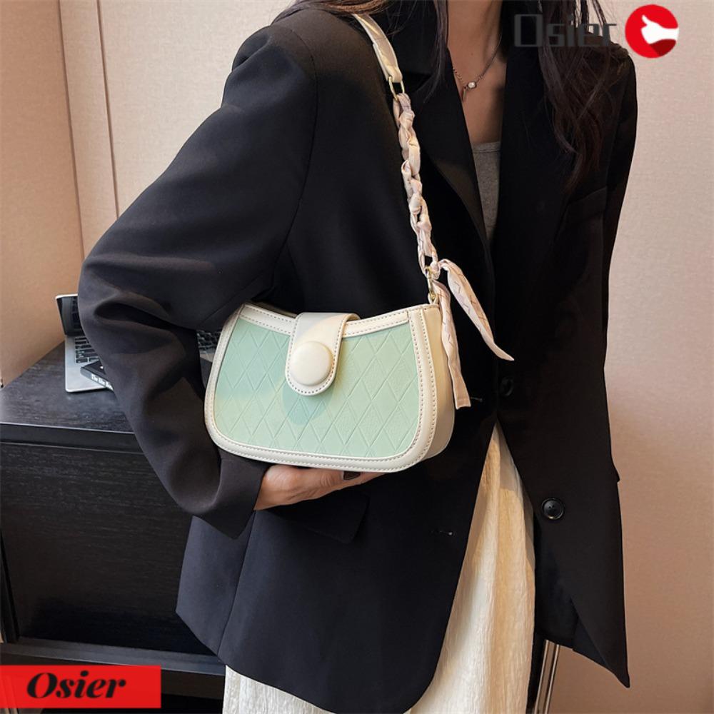 OSIER1 Túi Xách Đeo Chéo Họa Tiết Sọc Caro Màu Sắc Thời Trang Dành Cho Nữ