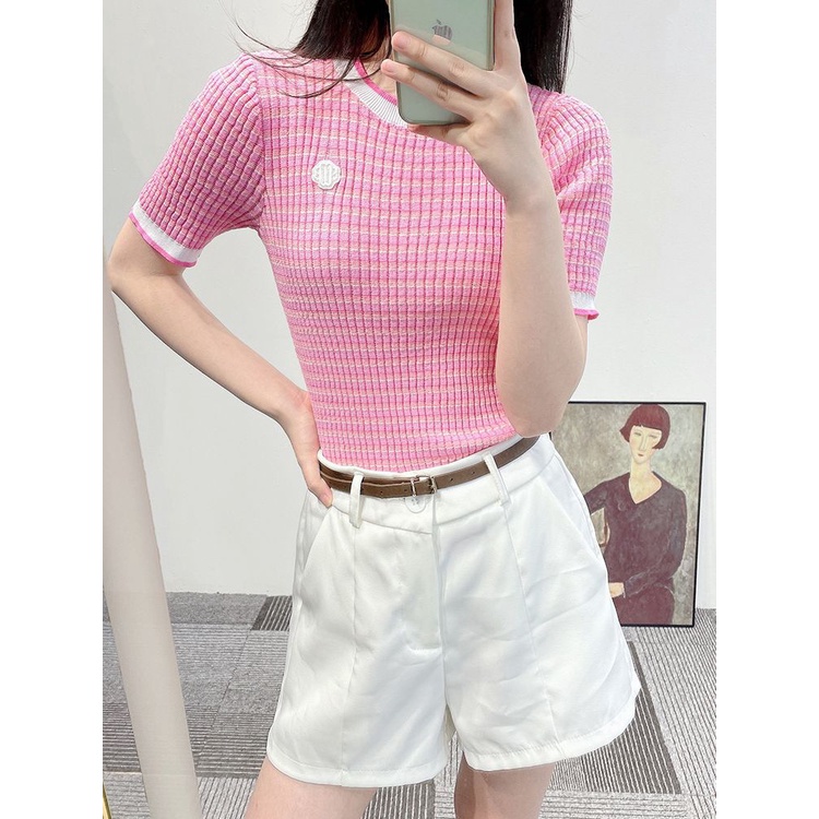 Maje 23 summer French sweet aging temperament slim fit light luxury design sense niche T-shirt knitwear top