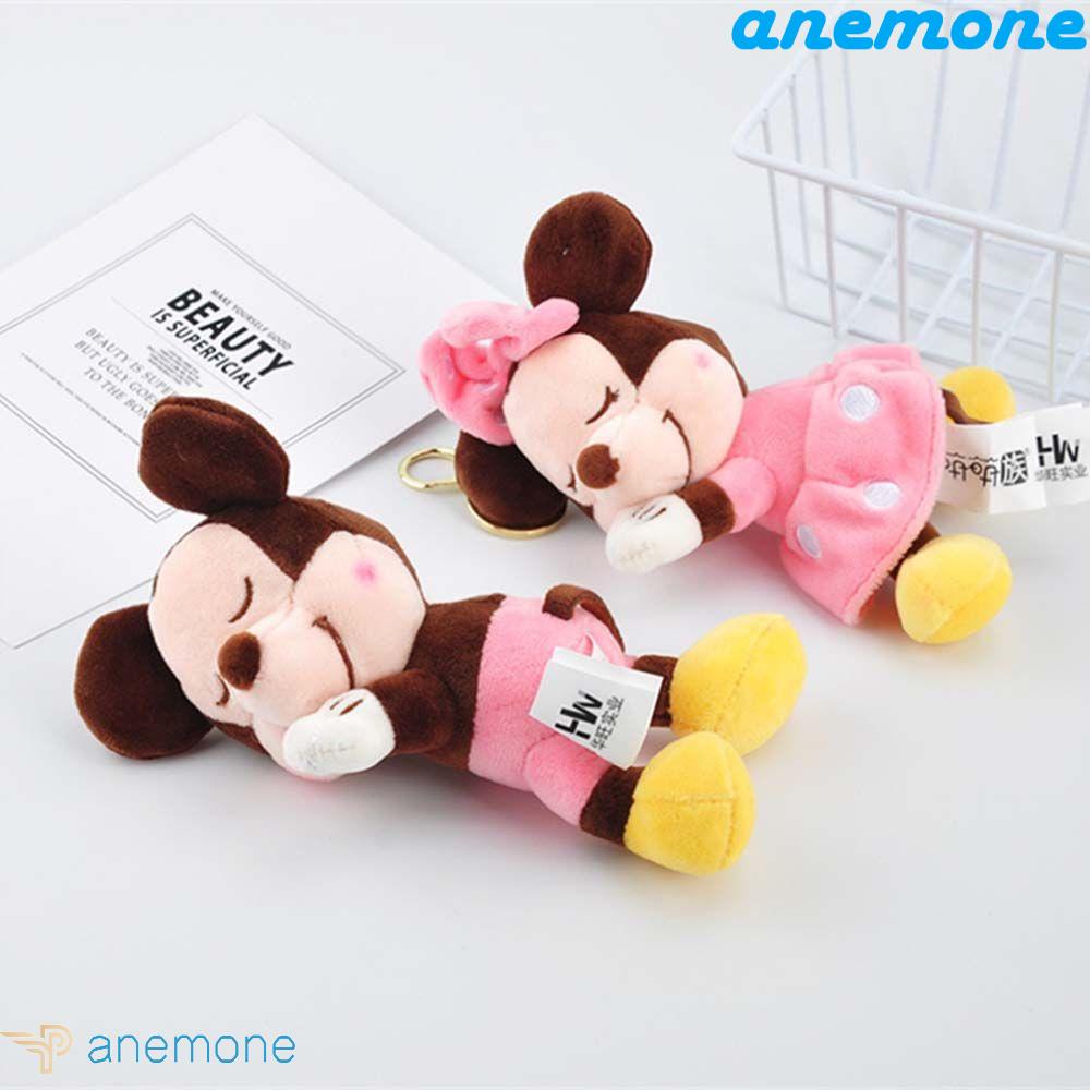 ANEMONE Móc Khóa Hình Chuột Mickey / Minnie / Hoa Cúc Nhồi Bông Xinh Xắn