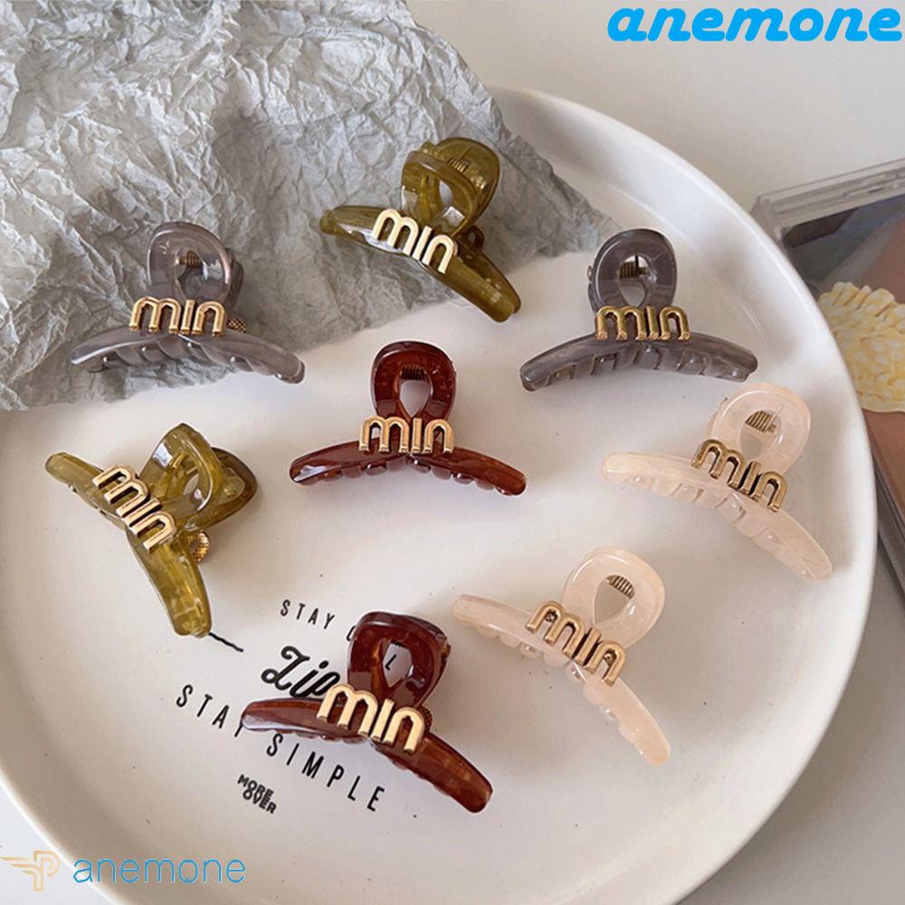 ANEMONE Kẹp Tóc Càng Cua Bằng Acrylic In Chữ Đơn Giản Sáng Tạo Ngọt Ngào Cho Nữ