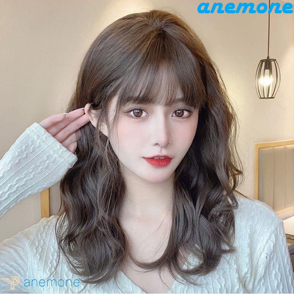 ANEMONE Bộ Tóc Giả Kiểu Bob Dài Trung Bình Màu Nâu Tự Nhiên Cách Nhiệt Thoáng Khí