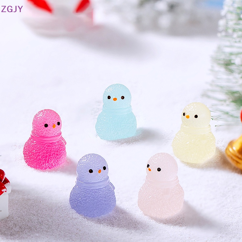 Set 5 Mô Hình Vua Tuyết Dạ Quang Mini Bằng Nhựa Resin Trang Trí Tiểu Cảnh Mới