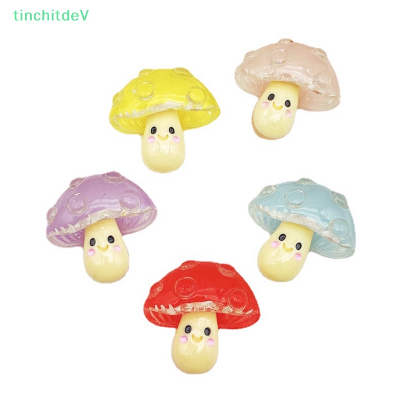 Bộ 5 Đồ Chơi Mô Phỏng Hình Nấm Hoạt Hình Bằng Nhựa Resin DIY Cho Trẻ Em