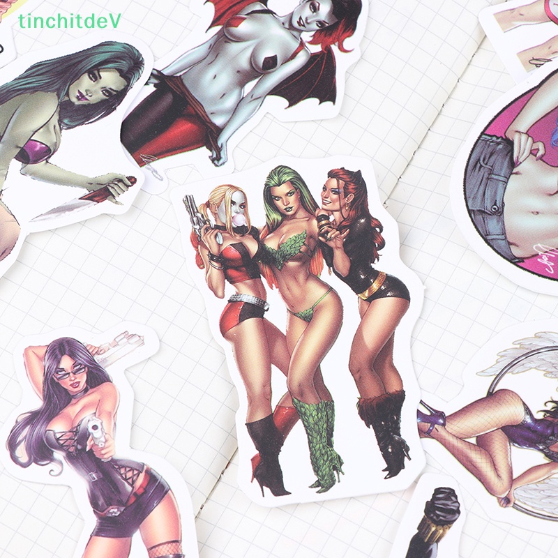 [TinchitdeV] Túi 50 Miếng Dán Pvc Chống Thấm Nước Hình Cô Gái Gợi Cảm Đẹp Mắt Cho Hành Lý Ván Trượt [Mới]
