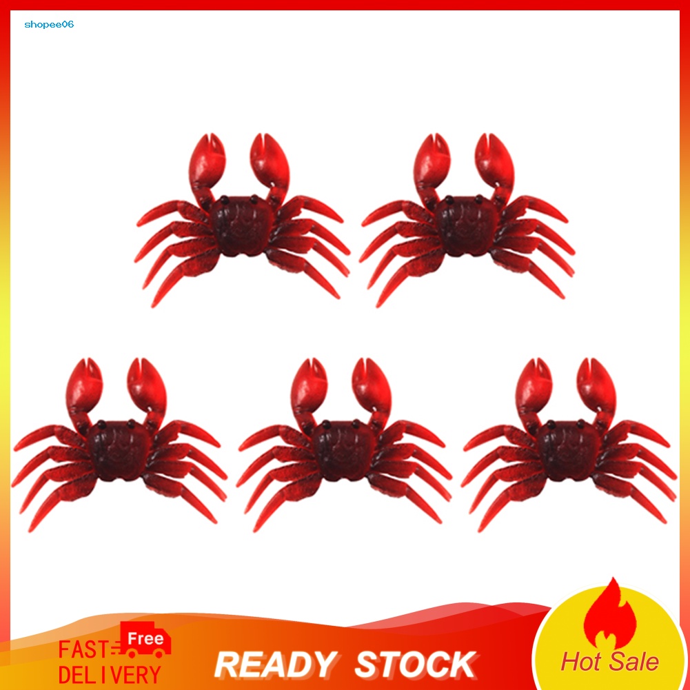 Set 5 Mồi Giả Nhử Cá Hình Con Cua 8cm Bằng Nhựa Gắn Kèm Móc Câu Tiện Dụng