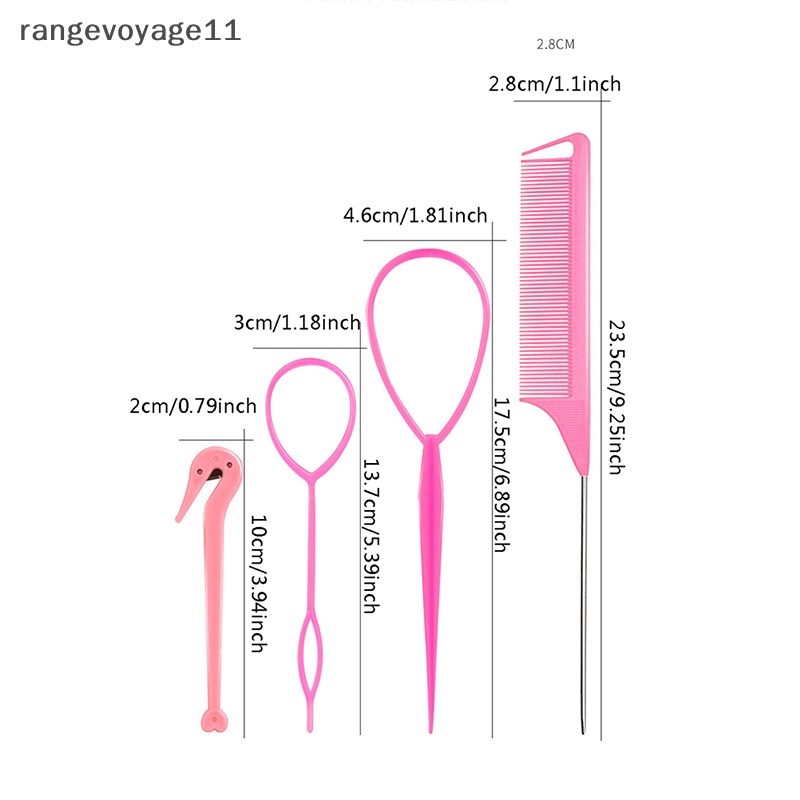 Bộ 4 Lược Bện Tóc Co Giãn Bằng Kim Loại Tiện Dụng