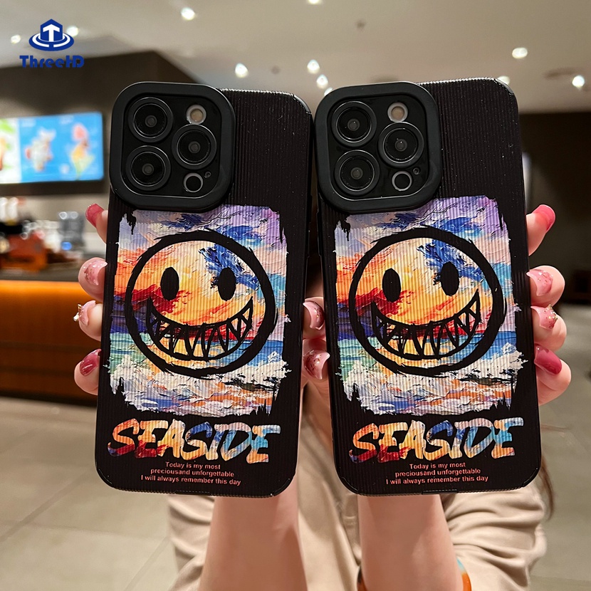 Ốp Điện Thoại Silicon Họa Tiết Mặt Cười Phong Cách Graffiti Cho iPhone 14 13 12 11 Pro Max SE2020 X Xr Xs Max 8 7 Plus
