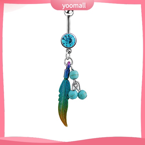 Khuyên Rốn Dạng Thanh Tạ Hình Chiếc Lá Nhiều Màu Sắc