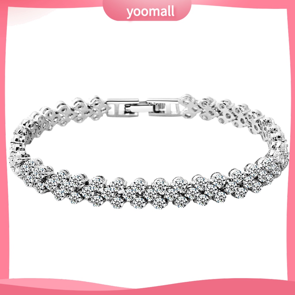 [YM] Vòng Tay Đính Đá Zircon Thanh Lịch Mặc Hàng Ngày Cho Nữ