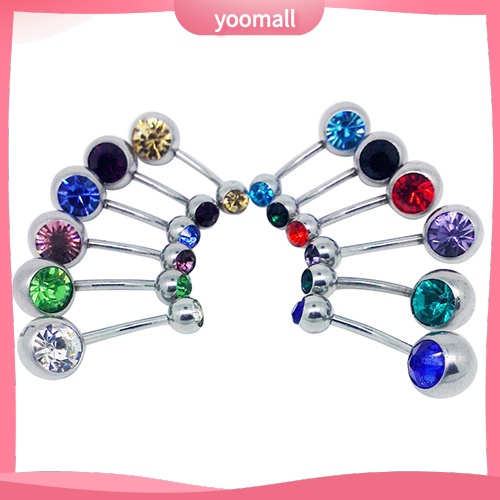 [YM] Set 10 Khuyên Rốn Đính Đá Nhiều Màu Sắc