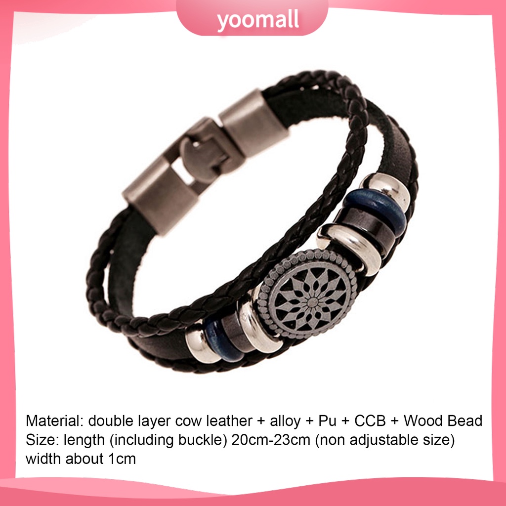 Vòng Tay Giả Da Bện Nhiều Lớp Unisex