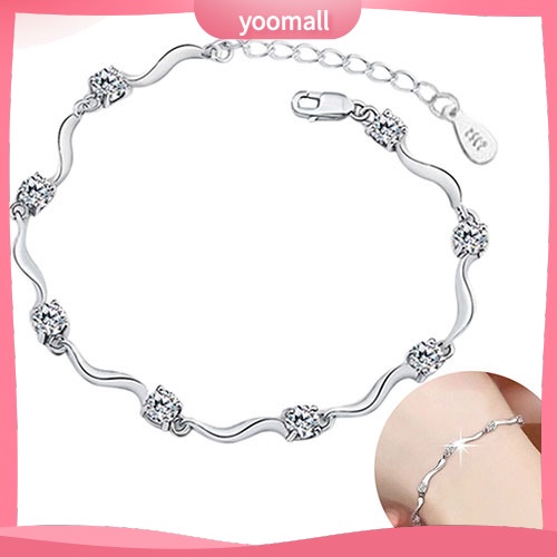 Vòng Tay Bạc 925 Đính Đá Pha Lê Hợp Thời Trang Cho Nữ