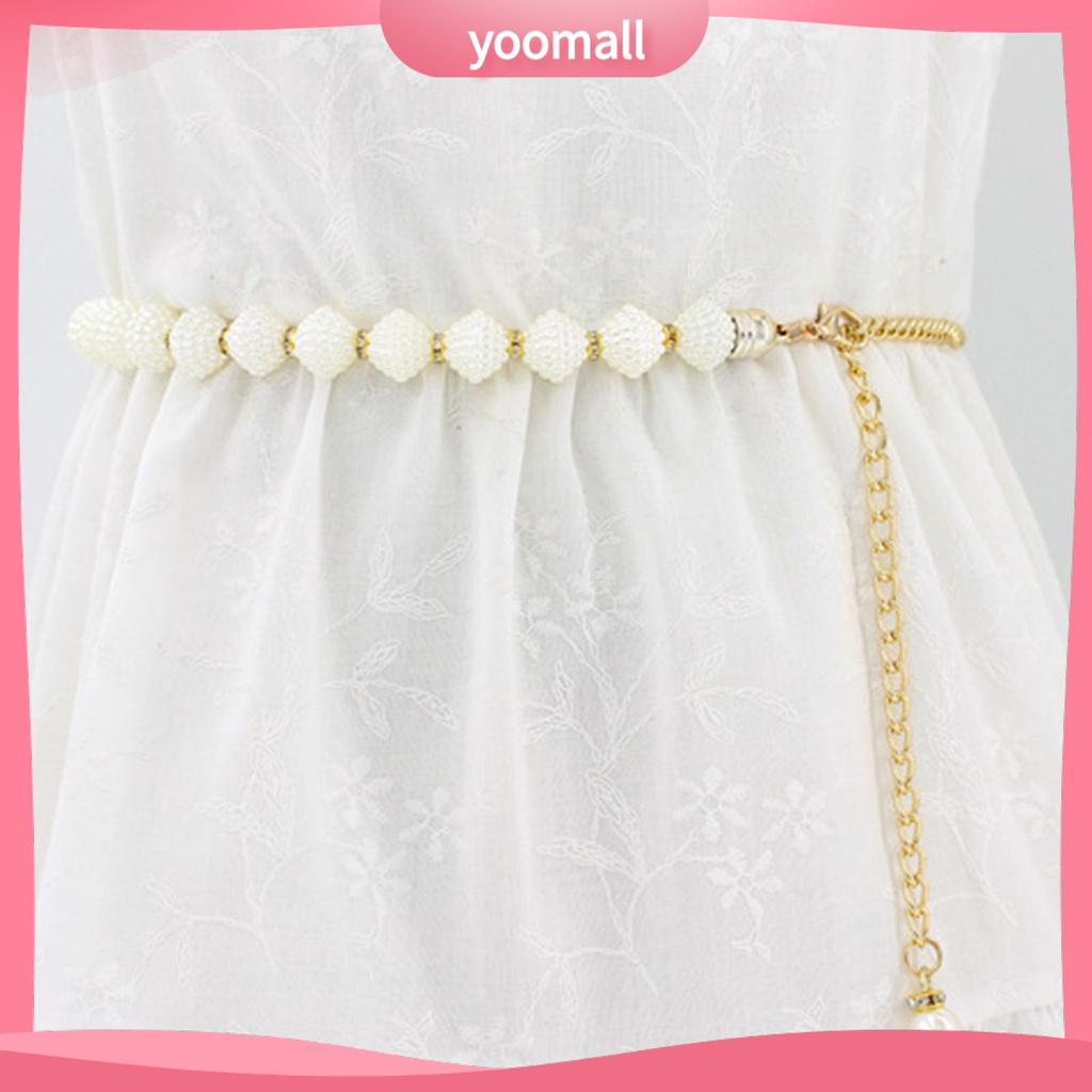 [YM] Chuỗi Dây Thắt Lưng Đính Ngọc Trai Giả Ngọt Ngào Có Thể Điều Chỉnh Trang Sức Hằng Ngày