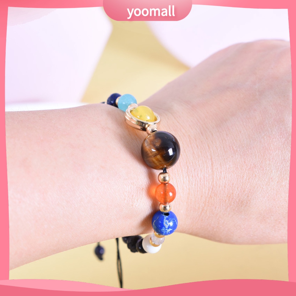 [YM] Vòng Tay Chuỗi Hạt Hình Hành Tinh Tám Hành Tinh Nhiều Màu Sắc Có Thể Điều Chỉnh Làm Quà Tặng Trang Sức Cho Nam Và Nữ Hệ Mặt Trời