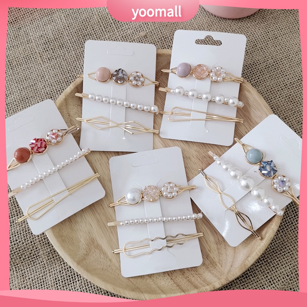 Set 3 Kẹp Tóc Đính Ngọc Trai Giả Thời Trang Cho Nữ