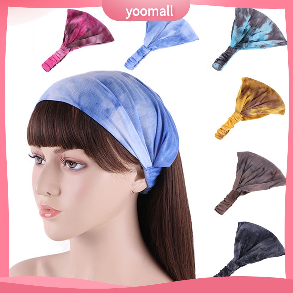 Băng Đô Bản Rộng Co Giãn Nhuộm Màu Phong Cách Boho Cho Nữ