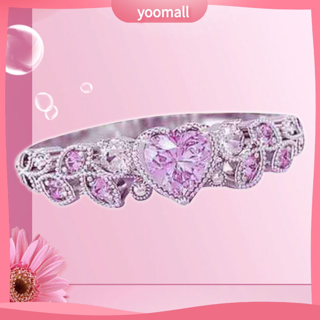 Nhẫn Đính Hôn Đính Đá Hình Trái Tim Tinh Tế Dành Cho Nữ