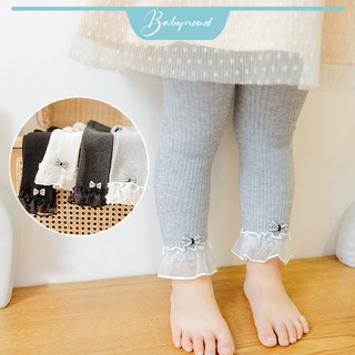 Babeproud quần legging đính nơ cho bé gái từ 0-4 tuổi