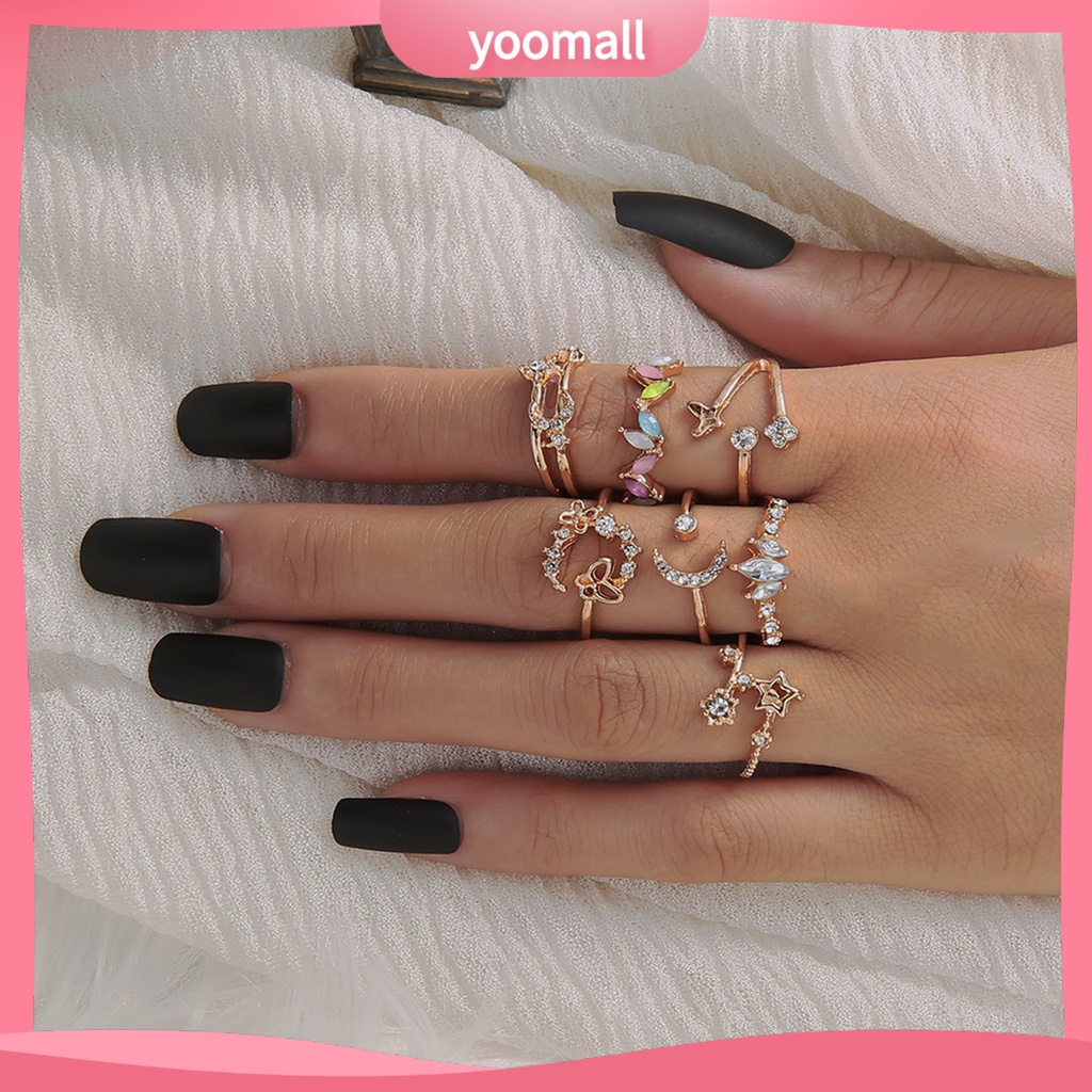 [YM] Set 7 Nhẫn Hở Hình Hoa Bướm Trọng Lượng Nhẹ Không Dễ Vỡ Thoải Mái Cho Nữ Hoạt Động Ngoài Trời