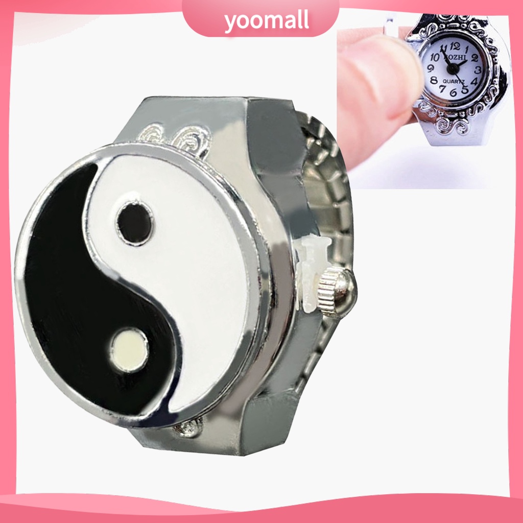 Nhẫn Đồng Hồ Đeo Tay Mặt Tròn Chạm Khắc Hình Thái Cực Quyền Phong Cách Cổ Điển Thời Trang Cho Nam Và Nữ