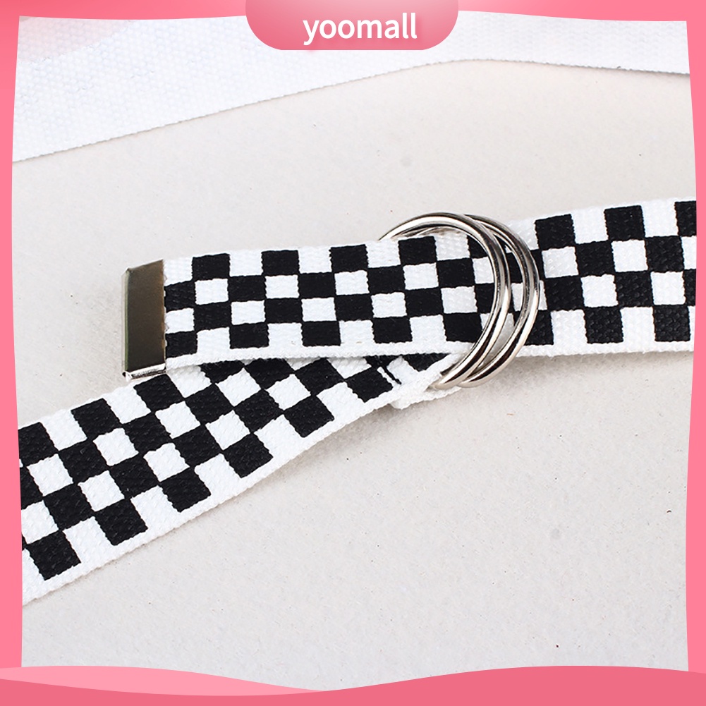 Thắt Lưng Vải Canvas Họa Tiết Kẻ Sọc / Chữ D Thời Trang Cho Nam Và Nữ