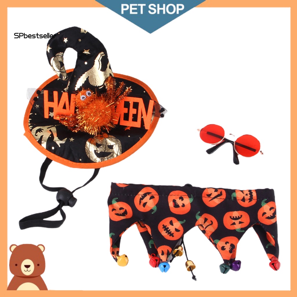 1 Bộ Phụ Kiện Băng Đô Và Yếm Mắt Màu Sắc Tươi Sáng Dùng Để Hóa Trang Halloween Cho Thú Cưng