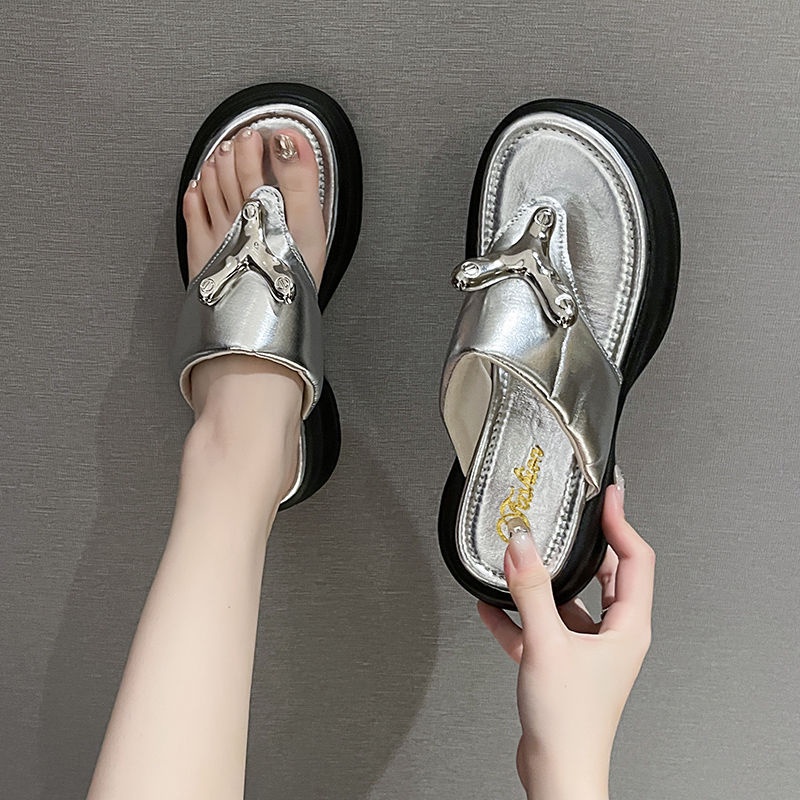 C＆S Dép xỏ ngón dép lê nữ dép đế cao 3cm Mùa hè Thoải Mái Xinh Xắn 230718
